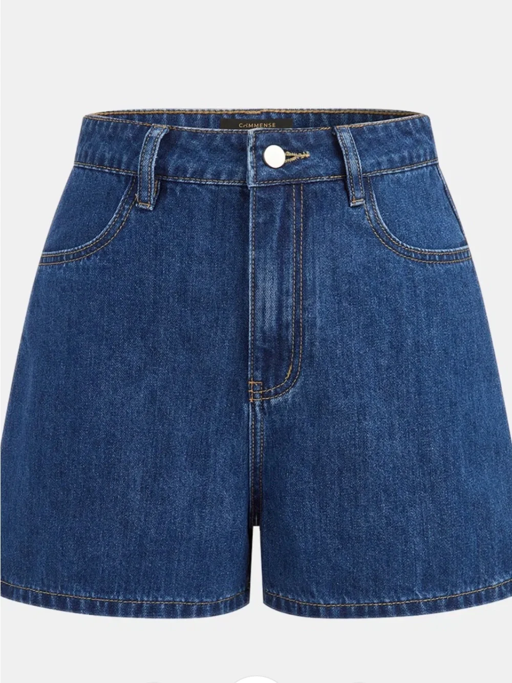 Commense Blue Denim Halter Vest & High-Rise Shorts Set M